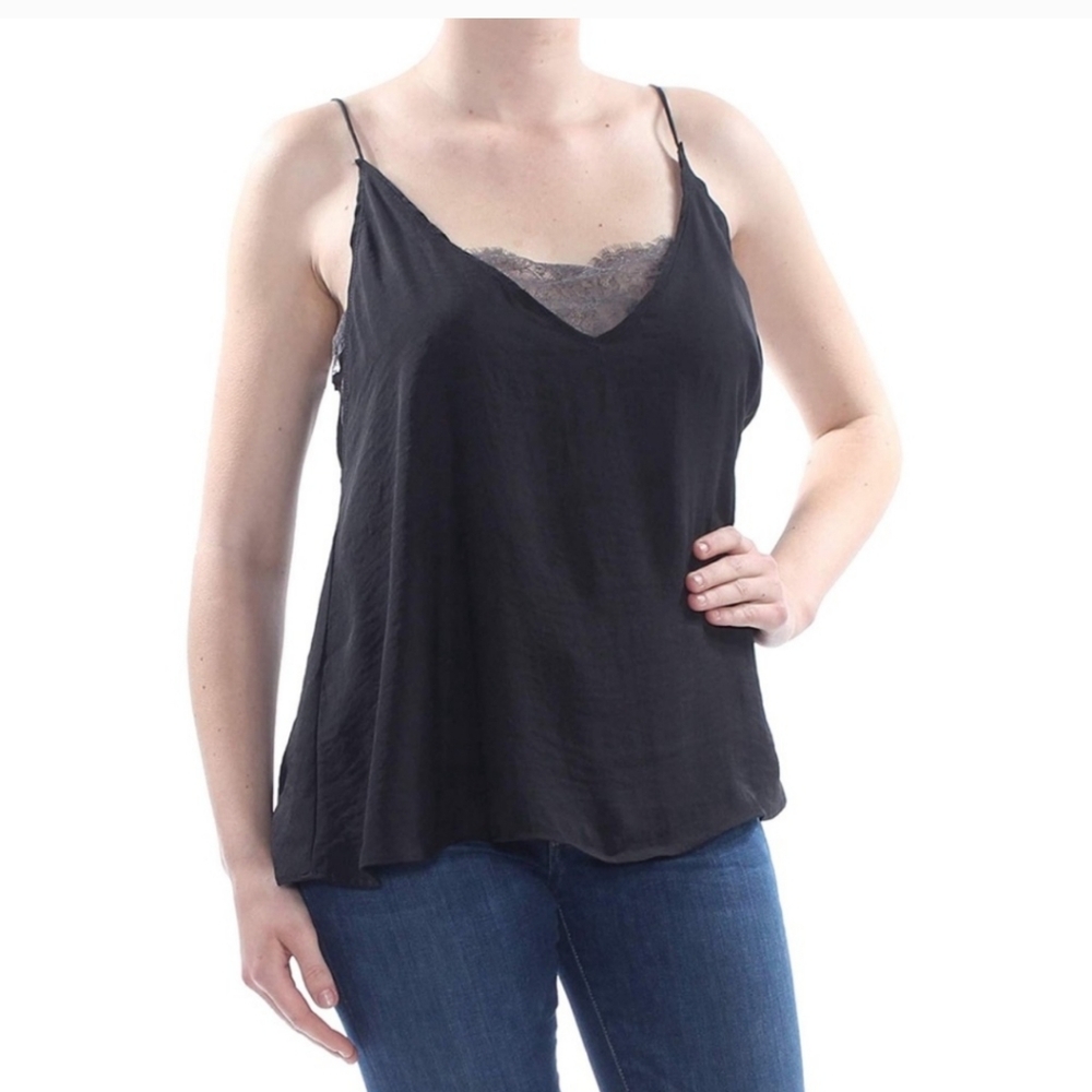 Free People black and Grey camisole/tank with lace inset! NWT